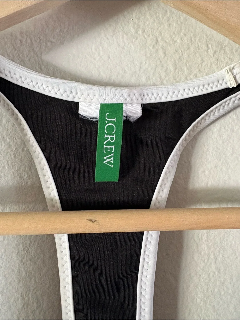 J. Crew Black Swimsuit Racerback with White Trim
